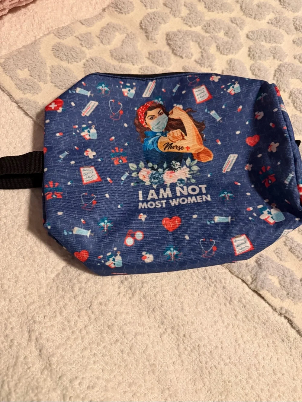 Nurse Rosie cosmetic Bag - Navy Blue with Red Accents